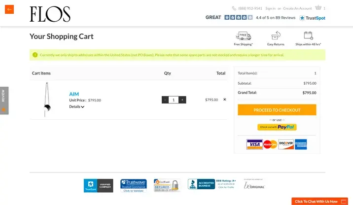 Flos cart page redesign