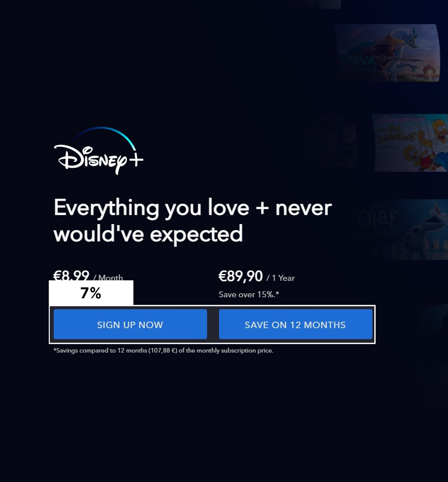 Disney+ variation A with blue buttons