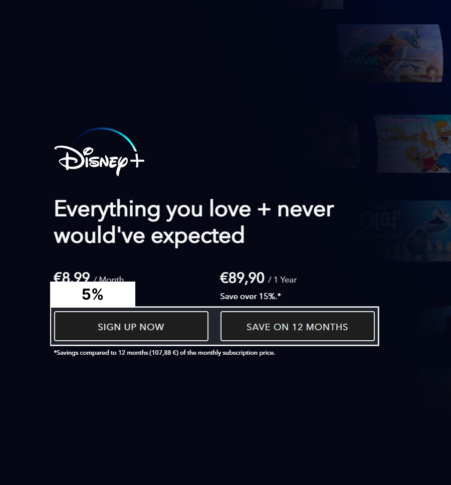 Disney+ variation B with transparent buttons
