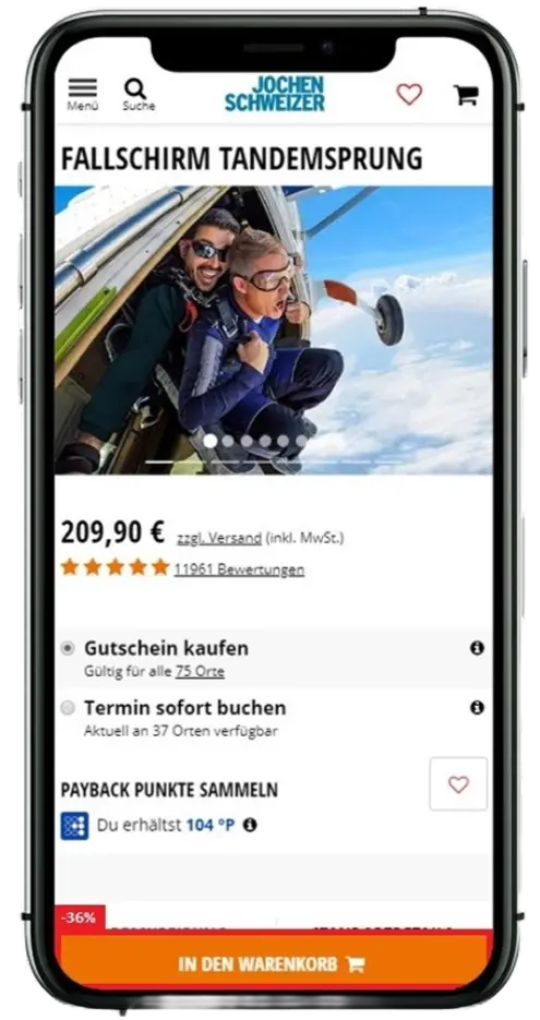 Product page design, version A